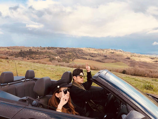 Birthday boy driving to next destination, Siena