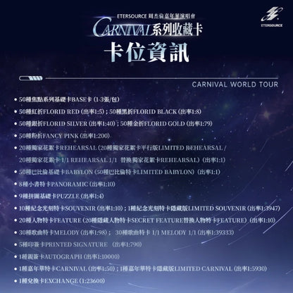 周杰伦嘉年华演唱会 CARNIVAL系列收藏卡 2025（台湾进口版送限量PR卡）